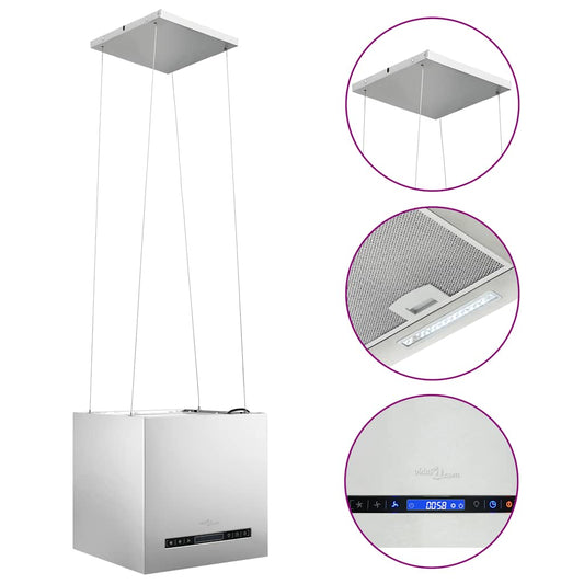 vidaXL Απορροφητήρας Νησίδα Κρεμαστός Αφής με LCD 37 εκ. Ανοξ. Ατσάλι