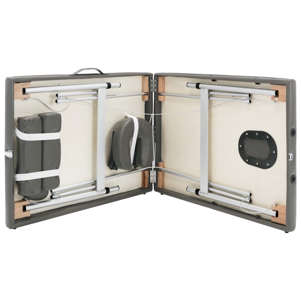 vidaXL Κρεβάτι Μασάζ 2 Θέσεων Ανθρακί 186x68 εκ. με Σκελετό Αλουμινίου