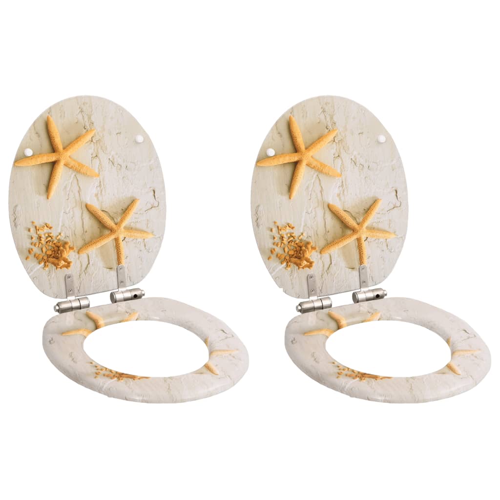 vidaXL Καλύμματα Λεκάνης Soft Close 2 τεμ. Σχέδιο Αστερίες από MDF