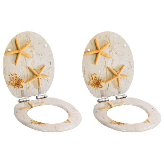 vidaXL Καλύμματα Λεκάνης Soft Close 2 τεμ. Σχέδιο Αστερίες από MDF