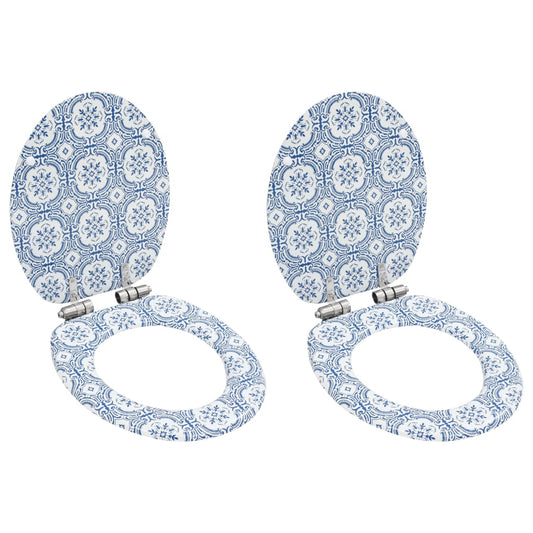 vidaXL Καλύμματα Λεκάνης με Soft Close 2 τεμ. Σχέδιο Πορσελάνη από MDF