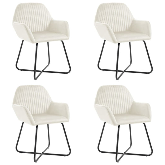 vidaXL Καρέκλες Τραπεζαρίας 4 τεμ. Κρεμ Βελούδινες