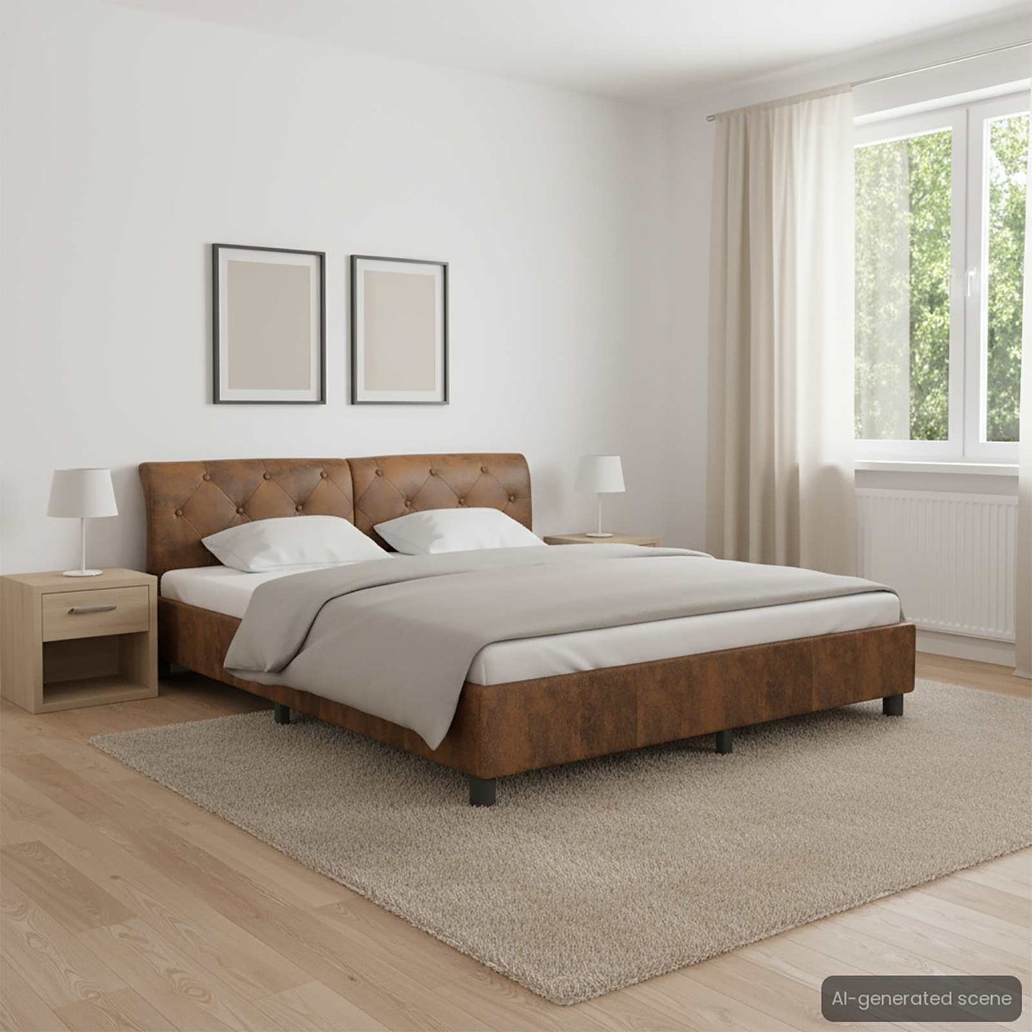 vidaXL Πλαίσιο Κρεβατιού Καφέ 180 x 200 εκ. από Συνθετικό Καστόρι