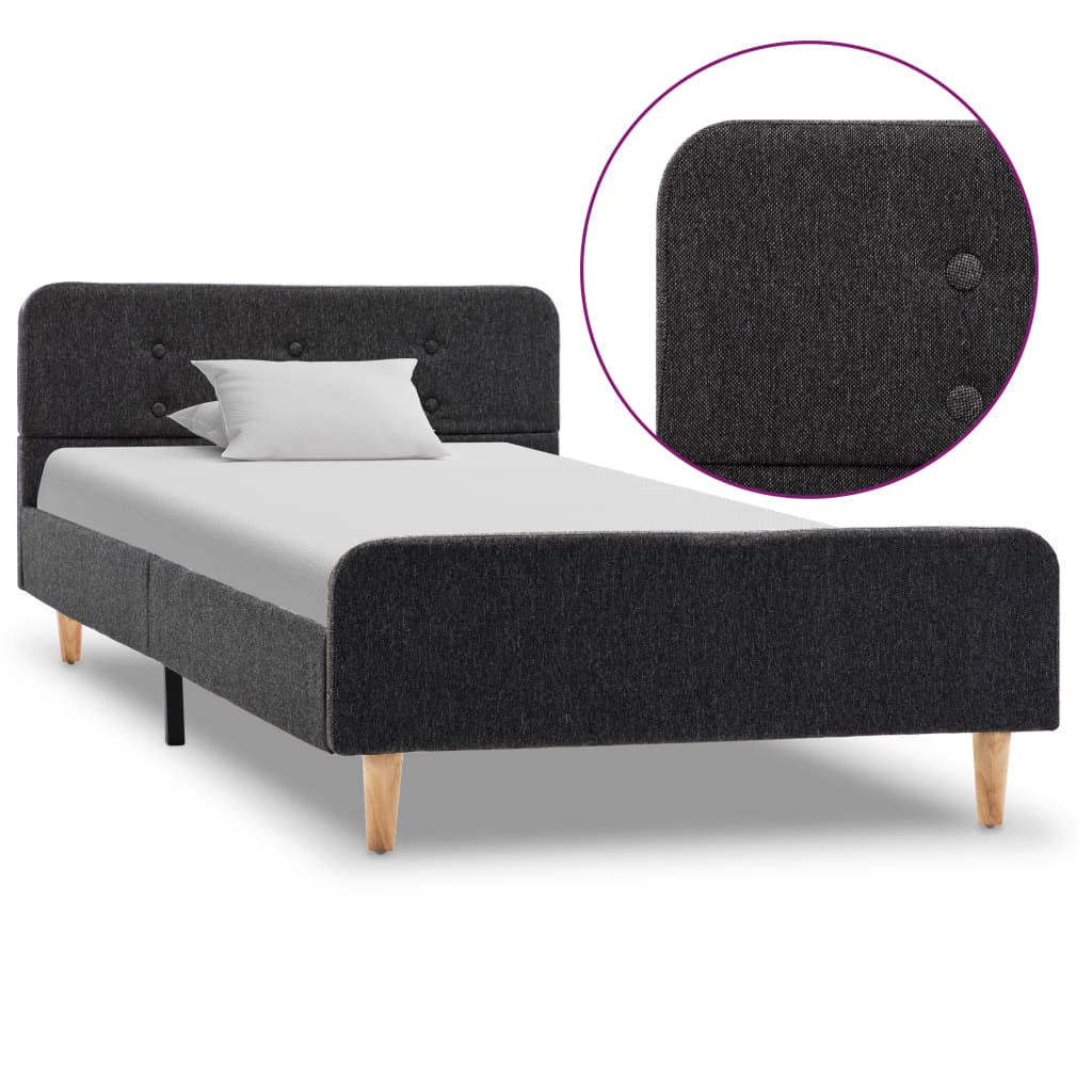 vidaXL Πλαίσιο Κρεβατιού Σκούρο Γκρι 90 x 200 εκ. από Λινάτσα