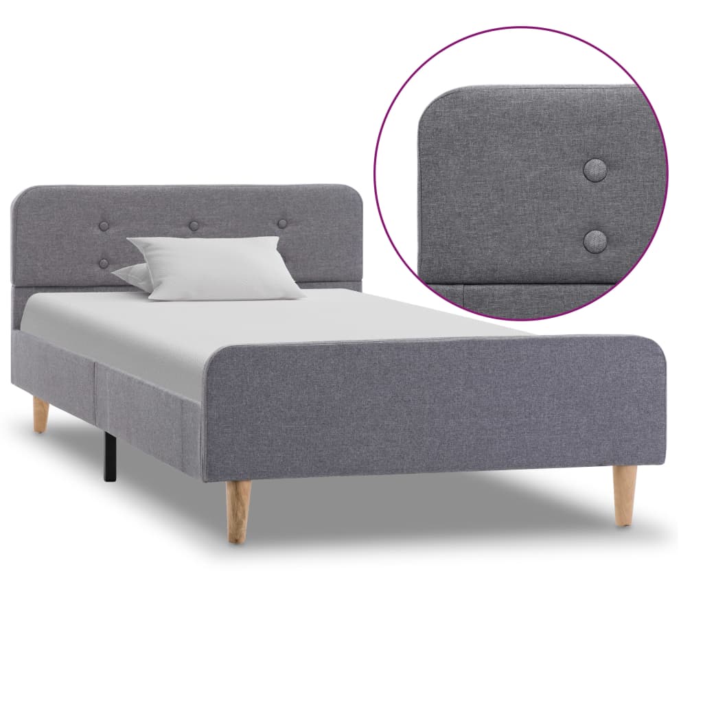 vidaXL Πλαίσιο Κρεβατιού Ανοιχτό Γκρι 90 x 200 εκ. Υφασμάτινο