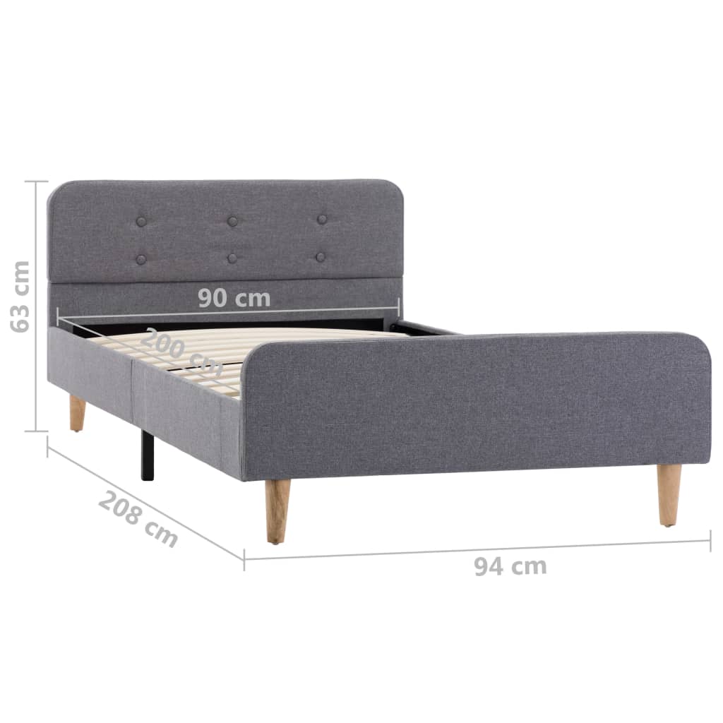 vidaXL Πλαίσιο Κρεβατιού Ανοιχτό Γκρι 90 x 200 εκ. Υφασμάτινο