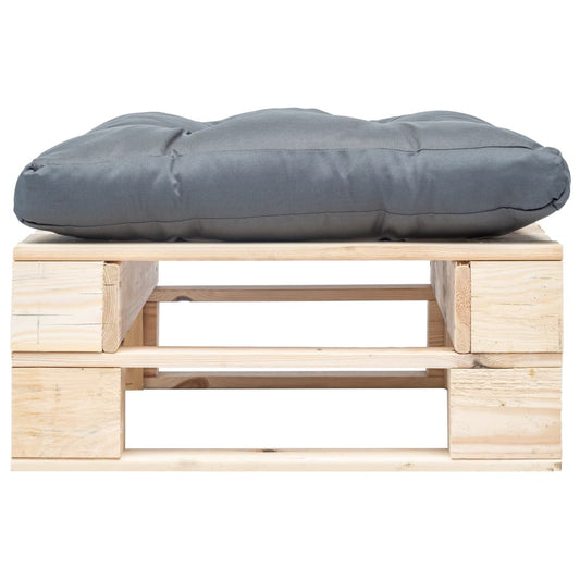vidaXL Κάθισμα Κήπου από Παλέτες από Φυσικό Ξύλο με Γκρι Μαξιλάρι