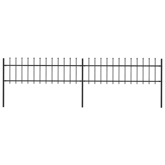 vidaXL Φράχτης Κήπου με Κορυφή Δόρυ Μαύρος Ατσάλινος 359 x 60 εκ.