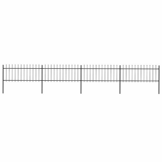 vidaXL Φράχτης Κήπου με Κορυφή Δόρυ Μαύρος Ατσάλινος 714,5 x 80 εκ.