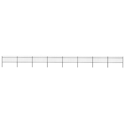 vidaXL Φράχτης Κήπου με Κορυφή Δόρυ από Ατσάλι, Μαύρος 1426 x 80 εκ.