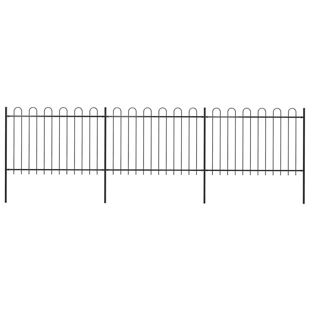 vidaXL Φράχτης Κήπου με Κορυφή από Ατσάλι, Μαύρος 537 x 120 εκ.