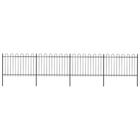 vidaXL Φράχτης Κήπου με Κορυφή από Ατσάλι 714,5 x 120 εκ. Μαύρος