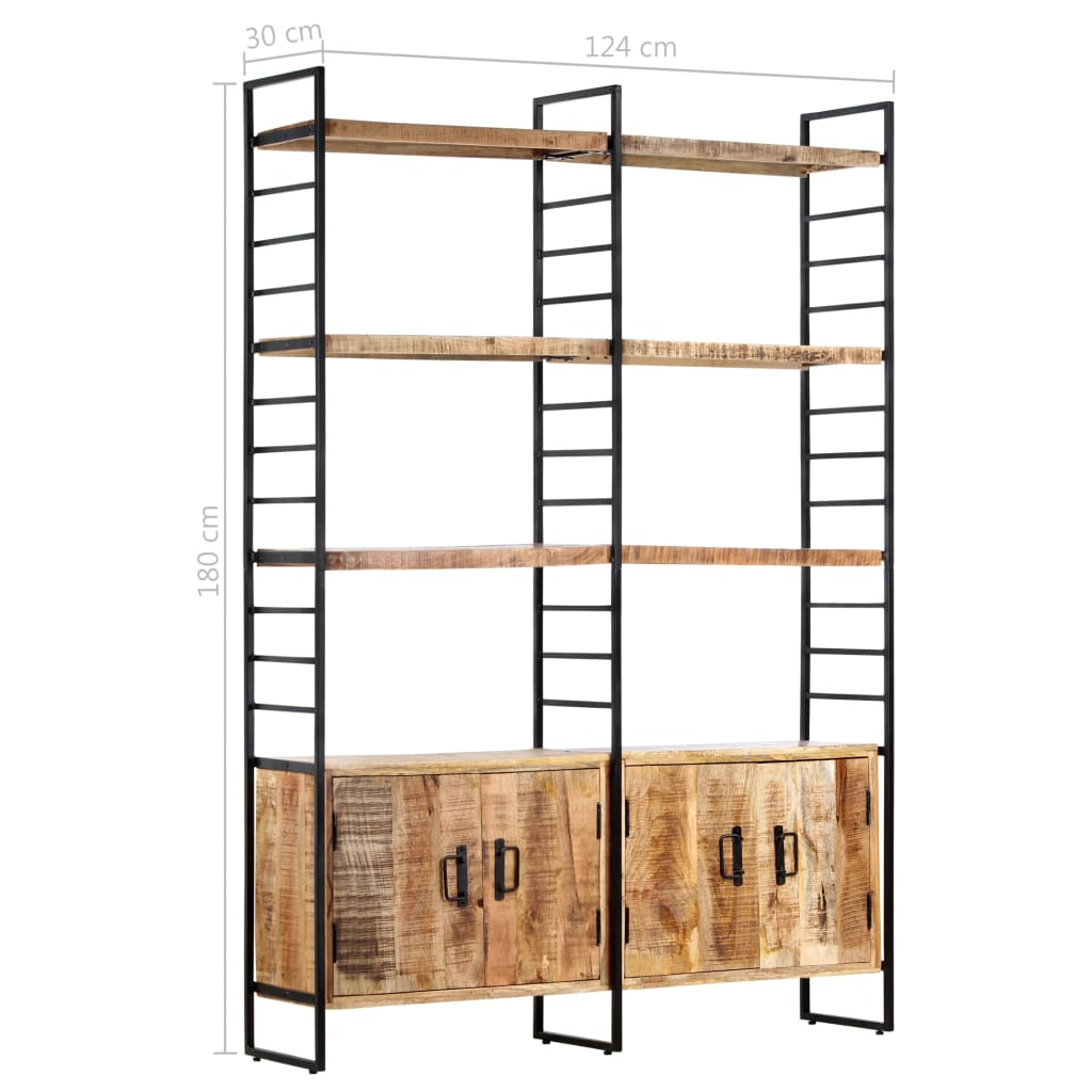 vidaXL Βιβλιοθήκη με 4 Επίπεδα 124x30x180 εκ. Ακατέργαστο Ξύλο Μάνγκο