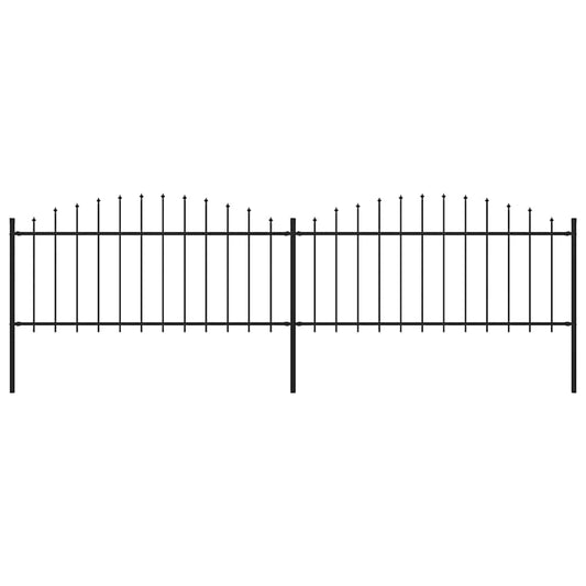 vidaXL Κάγκελα Περίφραξης με Λόγχες Μαύρα (0,5-0,75) x 3,4 μ. Ατσάλινα