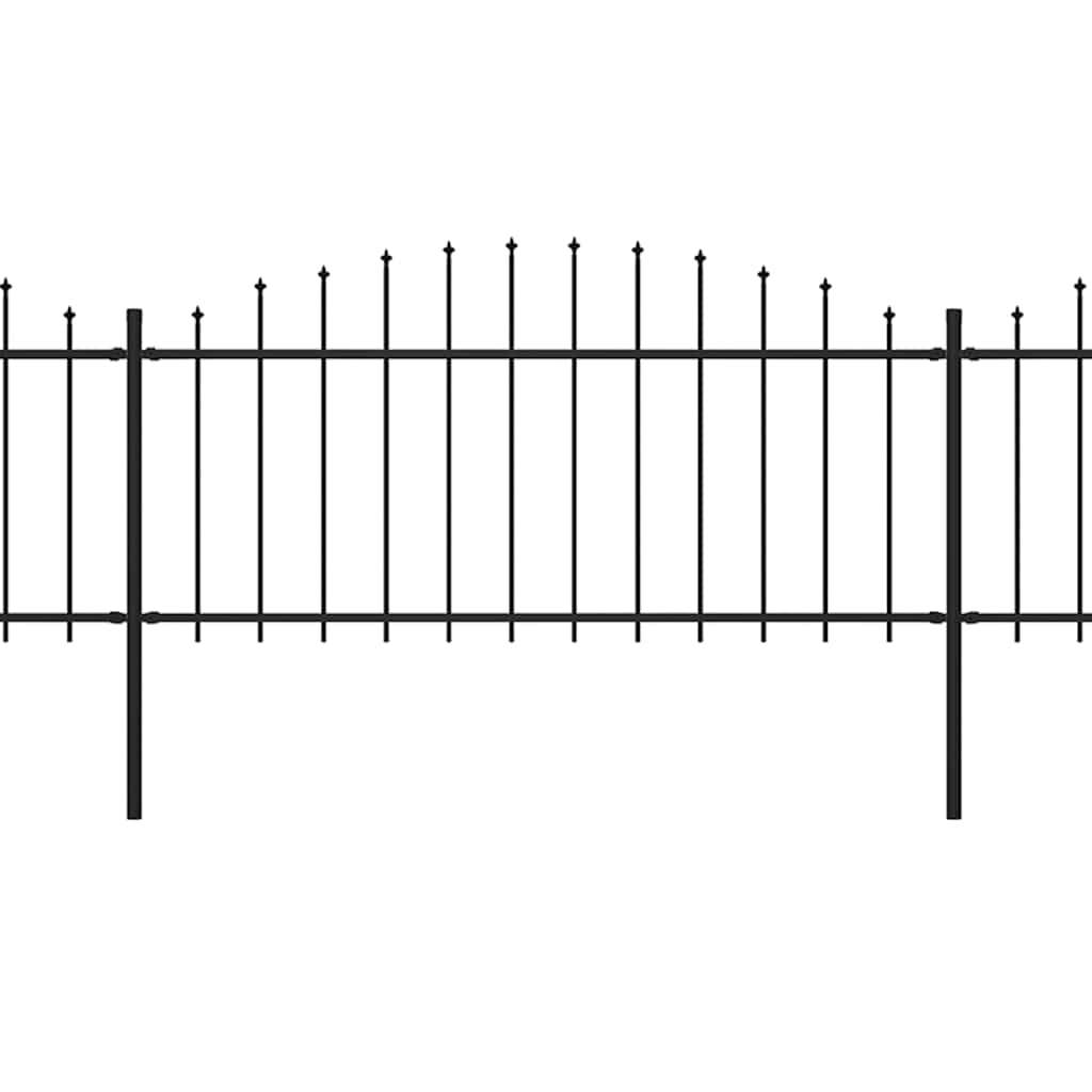 vidaXL Φράχτης Κήπου με Κορυφή Δόρυ από Ατσάλι, Μαύρος 1070x75 εκ.