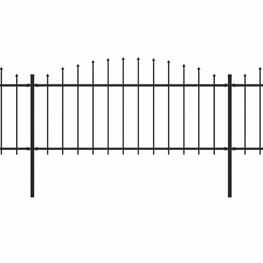 vidaXL Φράχτης Κήπου με Κορυφή Δόρυ από Ατσάλι, Μαύρος 1070x75 εκ.