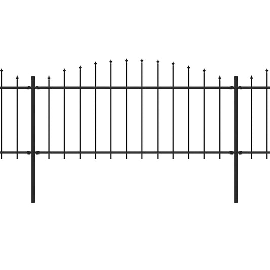 vidaXL Κάγκελα Περίφραξης με Λόγχες Μαύρα (0,5-0,75)x15,3 μ. Ατσάλινα