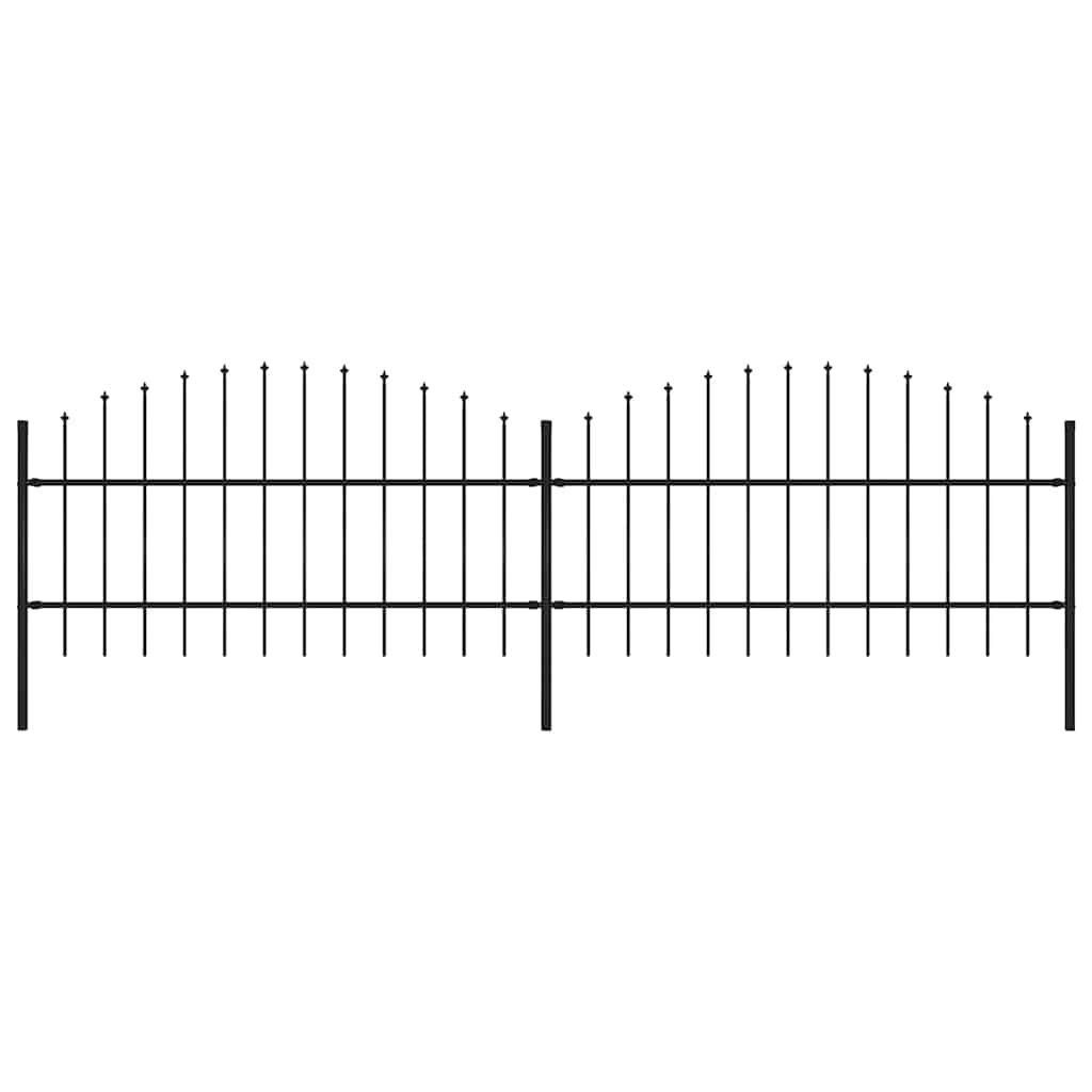 vidaXL Φράχτης Κήπου με Κορυφή Δόρυ Μαύρος Ατσάλινος 359 x 100 εκ.
