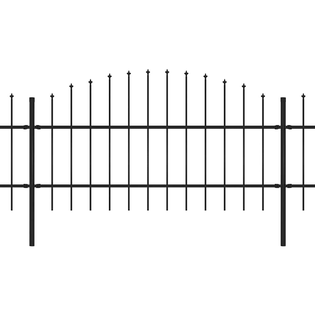 vidaXL Φράχτης Κήπου με Κορυφή Δόρυ από Ατσάλι 714,5 x 100 εκ. Μαύρος
