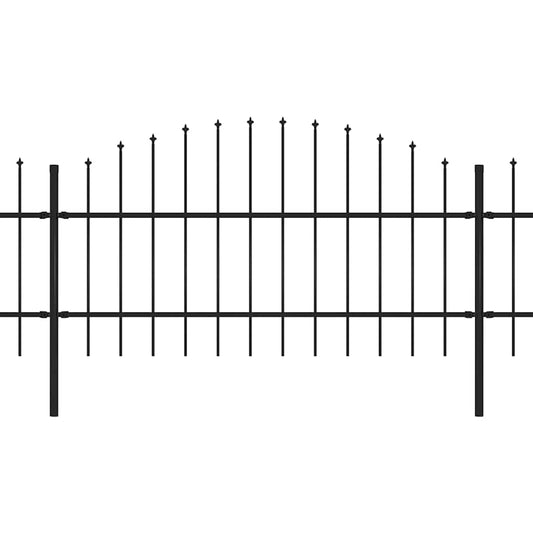 vidaXL Φράχτης Κήπου με Κορυφή Δόρυ από Ατσάλι 714,5 x 100 εκ. Μαύρος