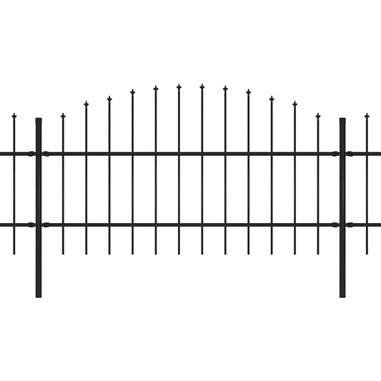 vidaXL Φράχτης Κήπου με Κορυφή Δόρυ Μαύρος Ατσάλινος 1426 x 100 εκ.