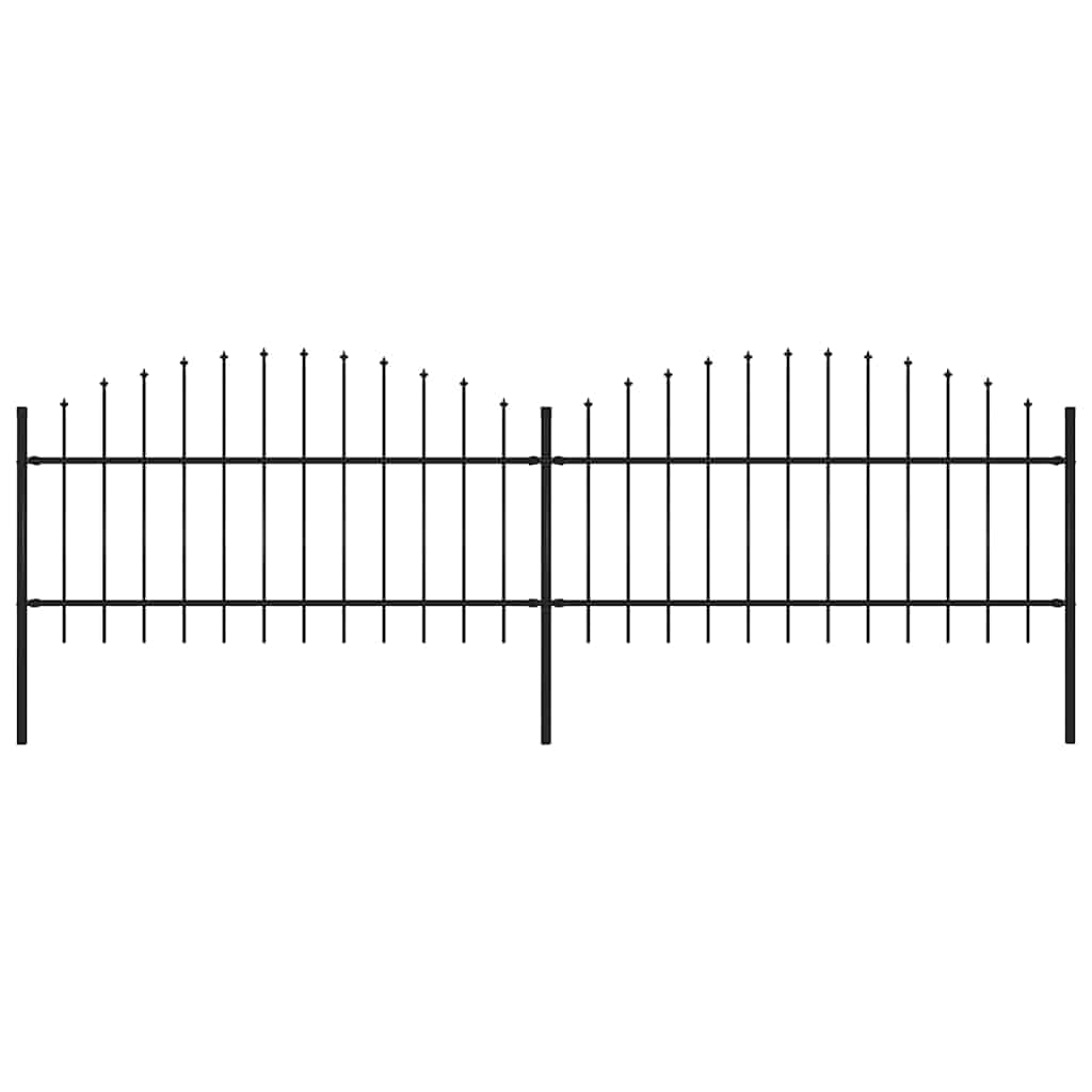 vidaXL Φράχτης Κήπου με Κορυφή Δόρυ Μαύρος Ατσάλινος 359 x 125 εκ.