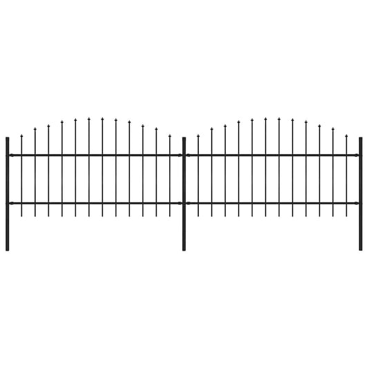 vidaXL Φράχτης Κήπου με Κορυφή Δόρυ Μαύρος Ατσάλινος 359 x 125 εκ.