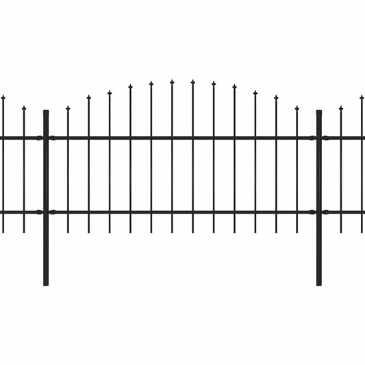 vidaXL Φράχτης Κήπου με Κορυφή Δόρυ από Ατσάλι, Μαύρος 1070x125 εκ.