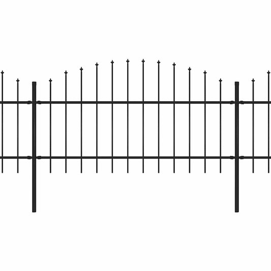 vidaXL Κάγκελα Περίφραξης με Λόγχες Μαύρα (1-1,25) x 13,6 μ. Ατσάλινα