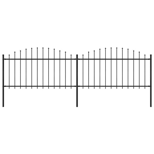 vidaXL Φράχτης Κήπου με Κορυφή Δόρυ Μαύρος Ατσάλινος 359 x 150 εκ.