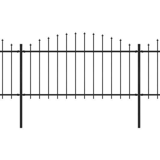 vidaXL Κάγκελα Περίφραξης με Λόγχες Μαύρα (1,25-1,5)x10,2 μ. Ατσάλινα