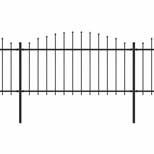 vidaXL Κάγκελα Περίφραξης με Λόγχες Μαύρα (1,25-1,5)x11,9 μ. Ατσάλινα