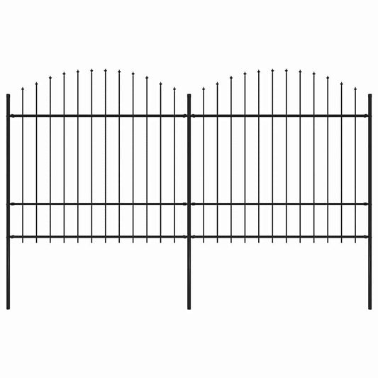 vidaXL Φράχτης Κήπου με Κορυφή Δόρυ από Ατσάλι, Μαύρος 359 x 175 εκ.