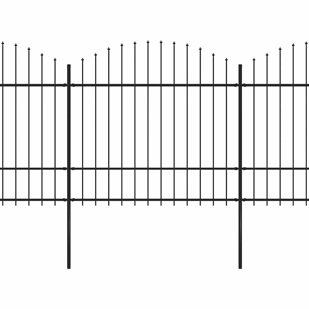 vidaXL Φράχτης Κήπου με Κορυφή Δόρυ από Ατσάλι, Μαύρος 359 x 175 εκ.