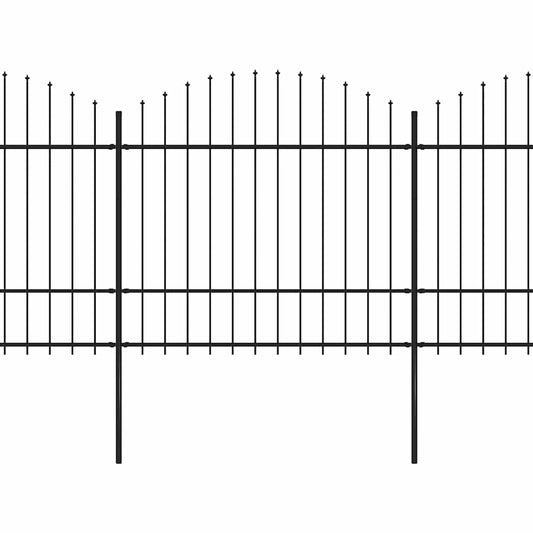 vidaXL Φράχτης Κήπου με Κορυφή Δόρυ από Ατσάλι, Μαύρος 359 x 175 εκ.