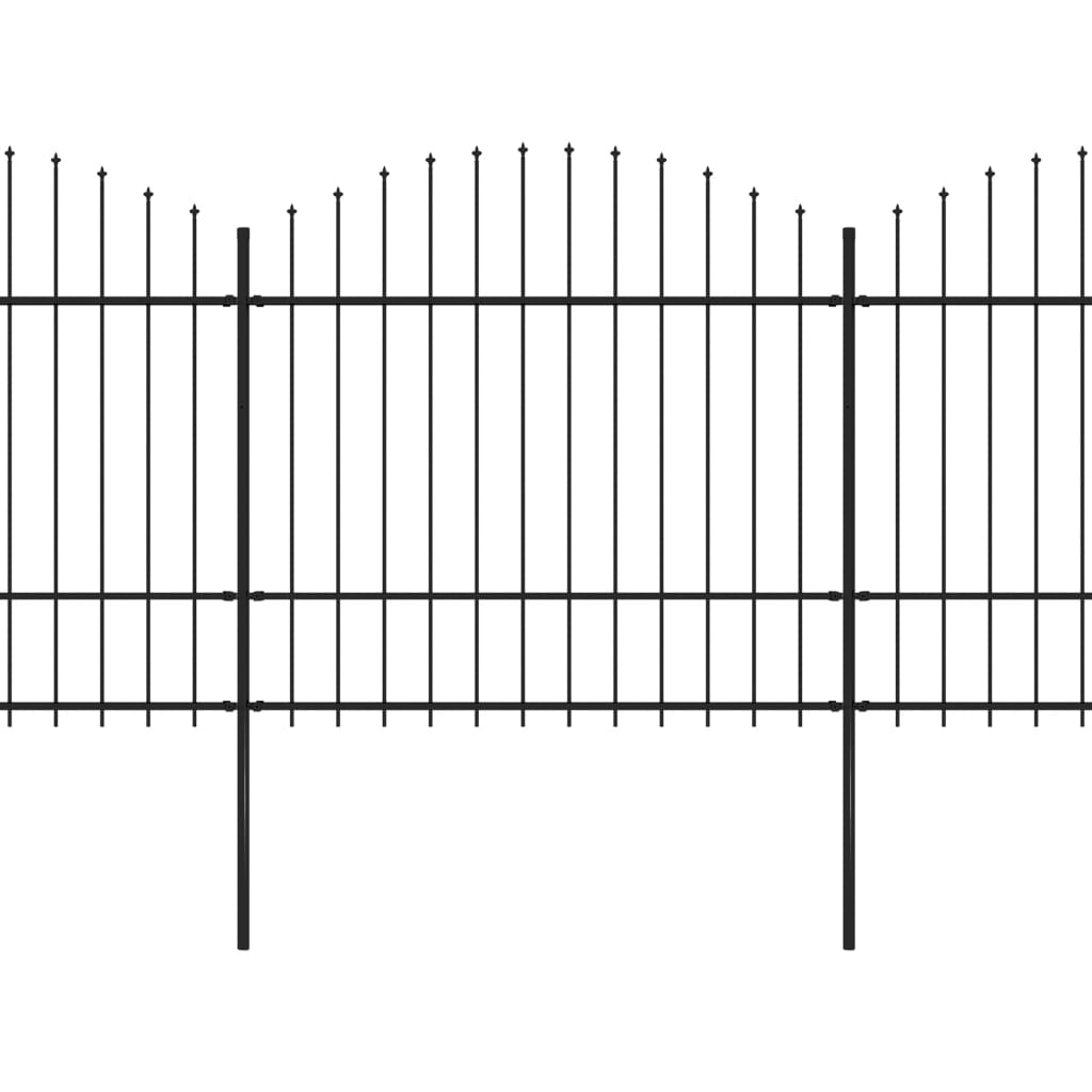 vidaXL Κάγκελα Περίφραξης με Λόγχες Μαύρα (1,5-1,75) x 5,1 μ. Ατσάλινα