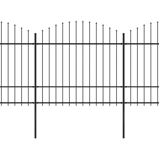 vidaXL Κάγκελα Περίφραξης με Λόγχες Μαύρα (1,5-1,75) x 8,5 μ. Ατσάλινα