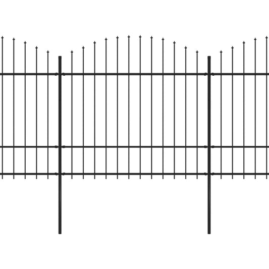 vidaXL Κάγκελα Περίφραξης με Λόγχες Μαύρα (1,5-1,75)x11,9 μ. Ατσάλινα