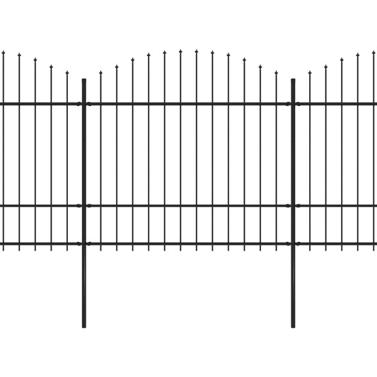 vidaXL Κάγκελα Περίφραξης με Λόγχες Μαύρα (1,5-1,75)x13,6 μ. Ατσάλινα