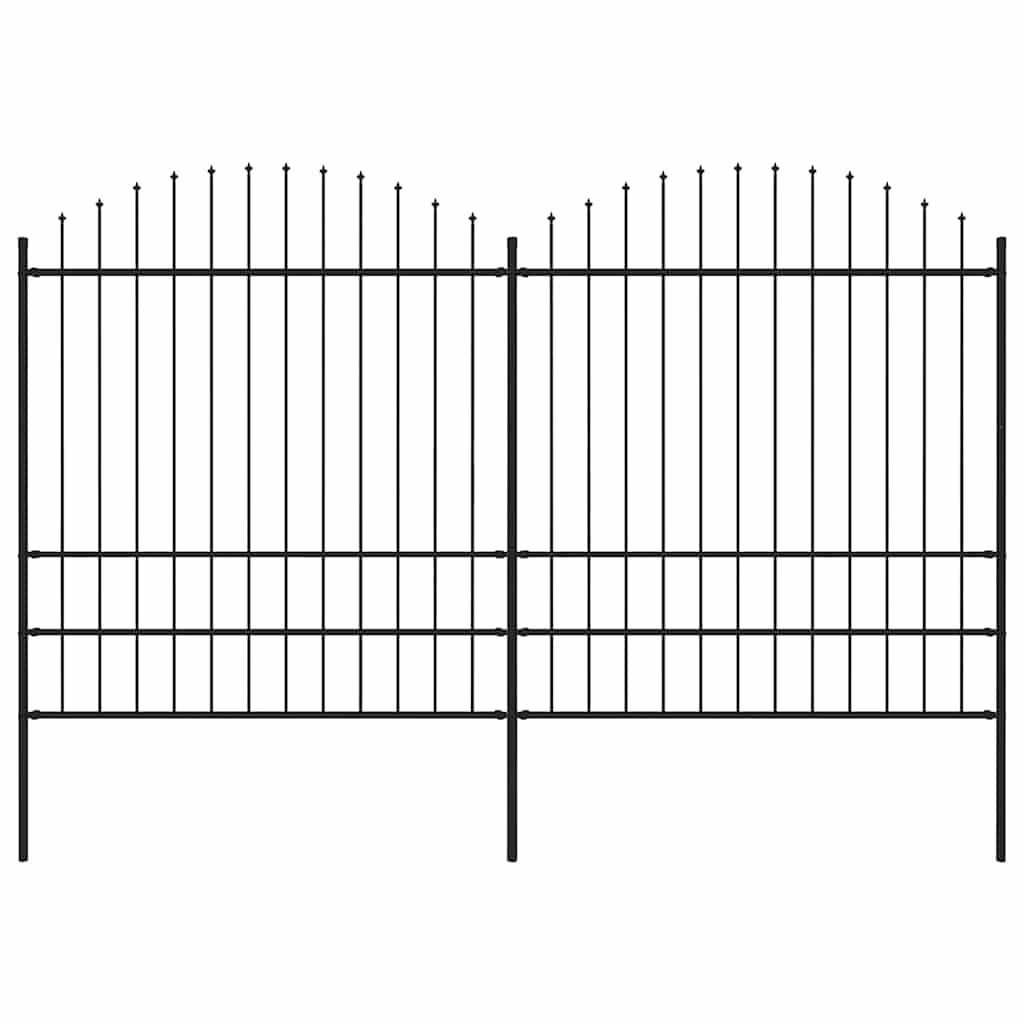 vidaXL Φράχτης Κήπου με Κορυφή Δόρυ Μαύρος Ατσάλινος 359 x 200 εκ.