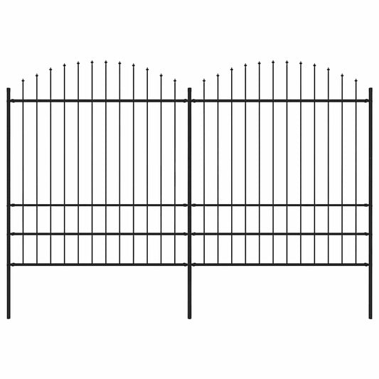 vidaXL Φράχτης Κήπου με Κορυφή Δόρυ Μαύρος Ατσάλινος 359 x 200 εκ.
