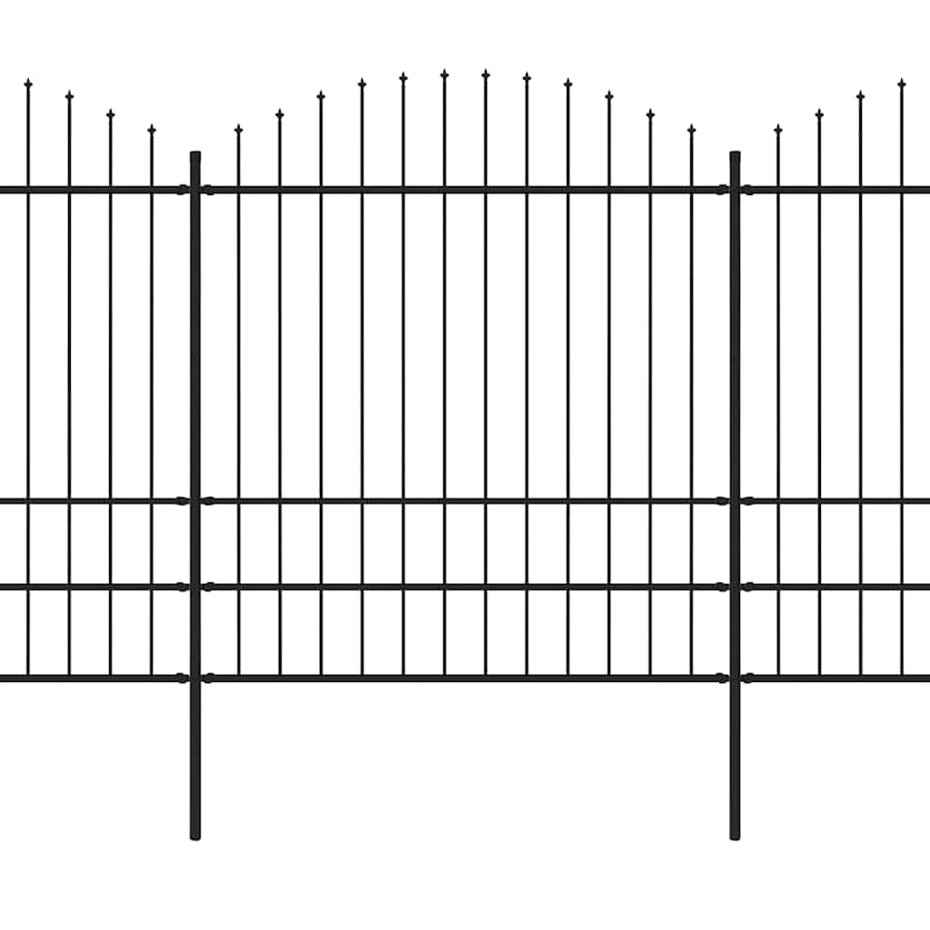 vidaXL Φράχτης Κήπου με Κορυφή Δόρυ Μαύρος Ατσάλινος 359 x 200 εκ.