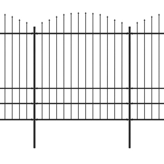 vidaXL Κάγκελα Περίφραξης με Λόγχες Μαύρα (1,75-2) x 6,8 μ. Ατσάλινα