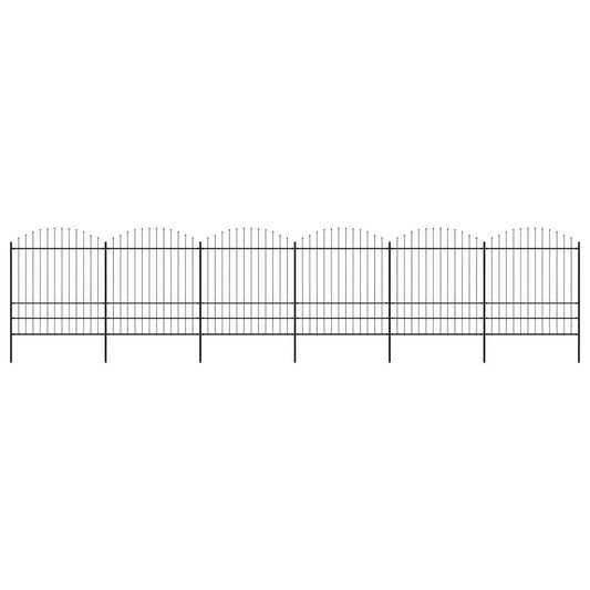 vidaXL Φράχτης Κήπου με Κορυφή Δόρυ Μαύρος Ατσάλινος 1070 x 200 εκ.