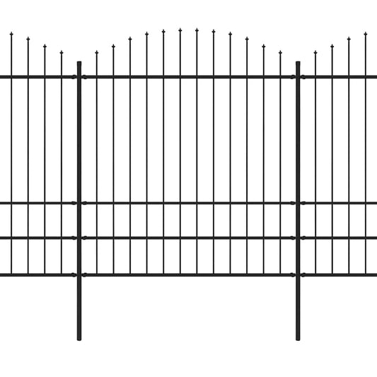 vidaXL Φράχτης Κήπου με Κορυφή Δόρυ Μαύρος Ατσάλινος 1070 x 200 εκ.