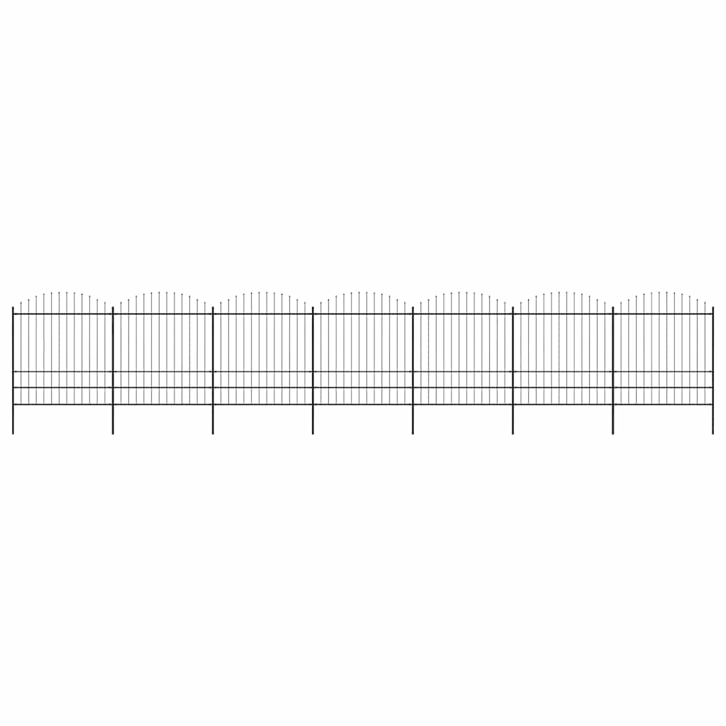 vidaXL Φράχτης Κήπου με Κορυφή Δόρυ Μαύρος Ατσάλινος 1248 x 200 εκ.