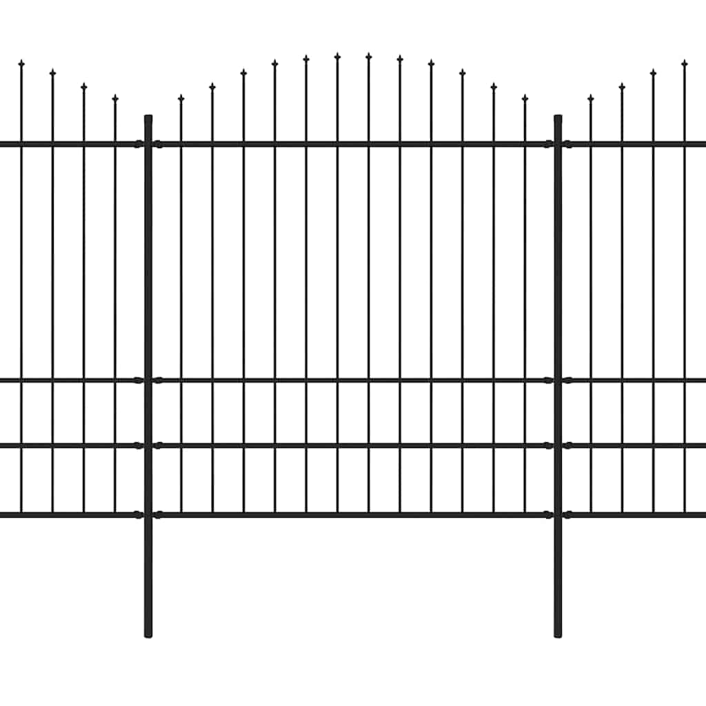 vidaXL Φράχτης Κήπου με Κορυφή Δόρυ Μαύρος Ατσάλινος 1248 x 200 εκ.