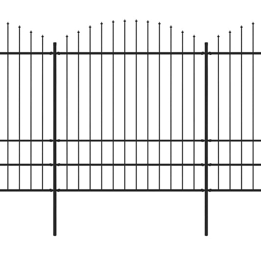 vidaXL Φράχτης Κήπου με Κορυφή Δόρυ Μαύρος Ατσάλινος 1248 x 200 εκ.