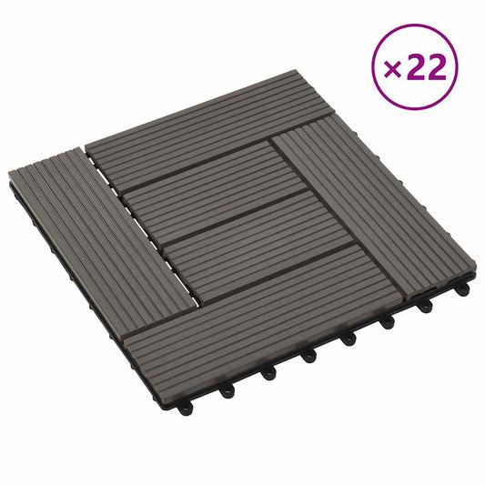 vidaXL Πλακάκια Deck 22 τεμ. Σκούρο Καφέ 30 x 30 εκ. 2 μ² από WPC