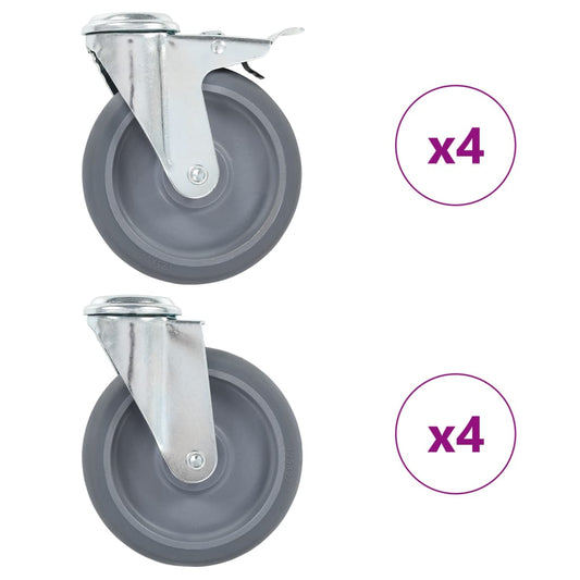 vidaXL Ρόδες Περιστρεφόμενες Βιδωτές 8 τεμ. 125 χιλ.